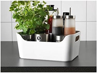 Pantry Organization And Storage Baskets, Open Storage Box Under Sink Organizers,Kitchen Cabinet and Pantry Storage Organizer Bin - two cut-out handles that make 9.4 x 6.7 x 4.3 Inches (White)