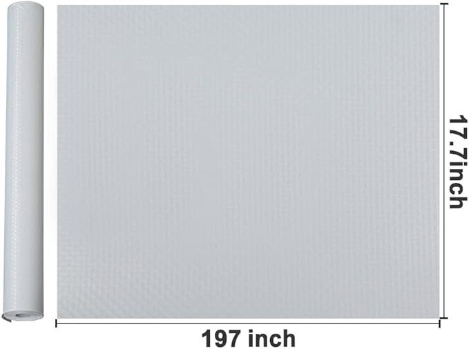 Waterproof Shelf Liner No Slip Drawer Liner for Bathroom, Non Adhesive Kitchen Cabinet Mats EVA Plastic Drawer Mats Roll for Closet, Shelves, Cupboard, Countertop, Fridge Liner - Light Grey 17.7"×197"