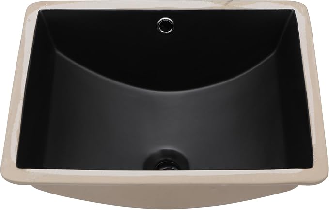 Lordear Undermount Bathroom Sink 18x14 Inch Black Rectangle Porcelain Ceramic Bathroom Sinks Deep Basin with Overflow Lavatory Vanity Sink Mounted Under