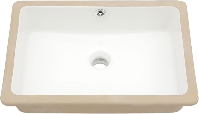 Mocoloo Undermount Bathroom Sink 18 x 12 Inch Rectangle Porcelain White Ceramic Bathroom Sink 6 Inch Deep Basin with Overflow Small Lavatory Vanity Top Under Mounted the Counter