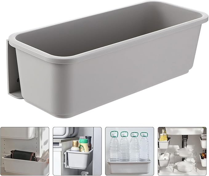 Abaodam Cabinet Pull out Drawer Organizer Grey, Wall-mounted No Drill Kitchen Storage Box Slide-out Design for Pantry and Sink Storage
