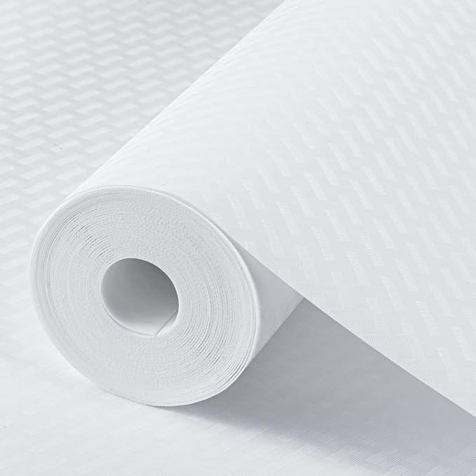 White Shelf Liner Kitchen Cabinet Liners Refrigerator Liners Waterproof & Oil-Proof Kitchen Cupboard Liner Drawer Mats EVA Material Non Adhesive Fridge Liner for Shelves 23.6 x 393.7 Inches