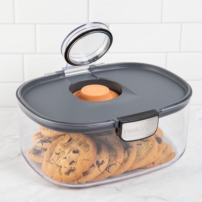 Progressive ProKeeper International Airtight Food Storage Container with Terracotta Disk for Freshness, Stackable & Dishwasher Safe, Ideal for Cookies, Baked Goods, & More, 3 & 5 Quart Set