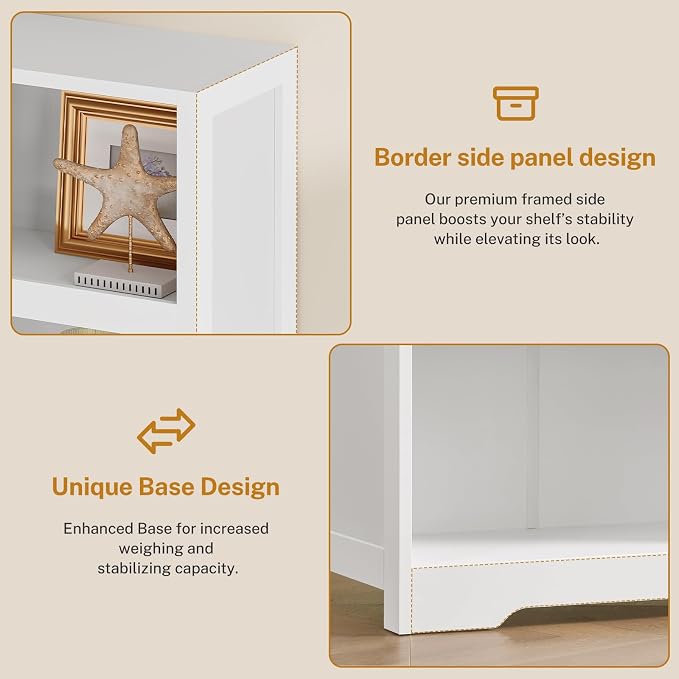 TEENFON 64.2" Bookcase, 5-Tier Open Bookshelves and Bookshelf, Freestanding Display Storage Shelves with Storage Cabinet for Bedroom, Living Room and Office