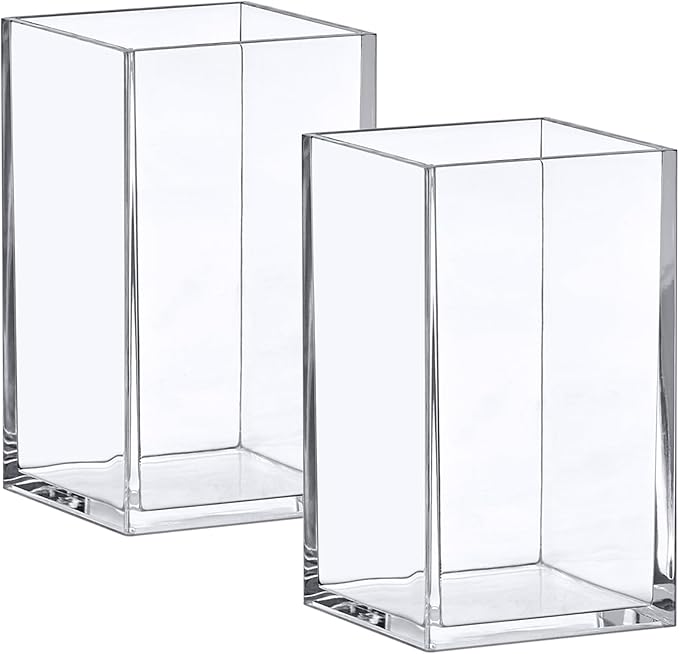 Amazing Abby - Penelope - 2-Pack Pen Holder, Acrylic Pen Holder, Clear Plastic Organizer for Office Supplies, Perfect Office Desktop Storage Solution for Pencils, Pens, Markers, Scissors, and More