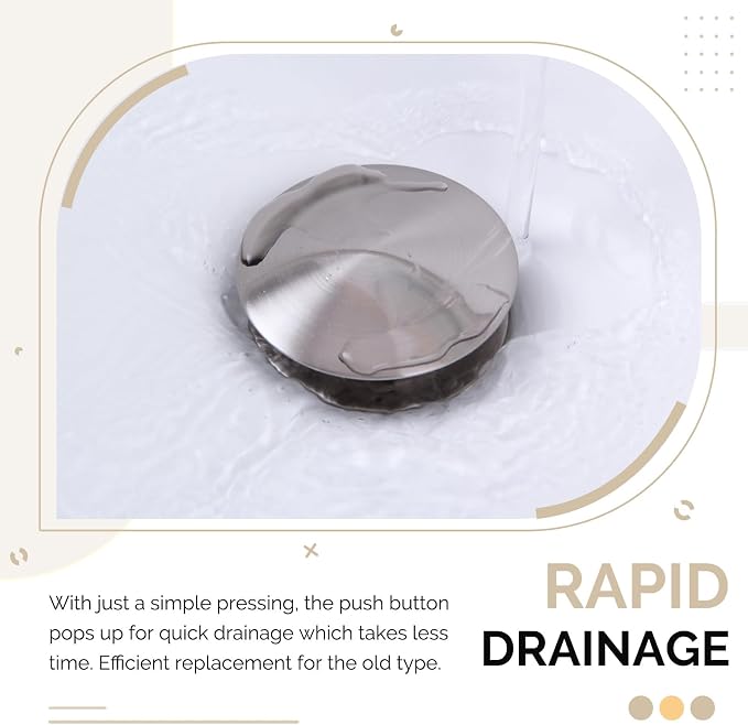 Angle Simple Bathroom Sink Drain, Brass Pop Up Drain Stopper for Vanity Sink with Overflow, Brushed Nickel