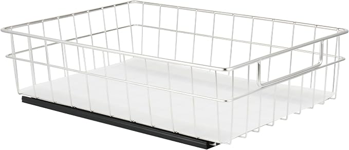 Pull Out Cabinet Organizer, 1 Pack Stainless Steel Pull Out Drawers for Cabinets with Silent Full-Extension Slides, Heavy Duty Kitchen Cabinet Organizer for Home Kitchen Pantry