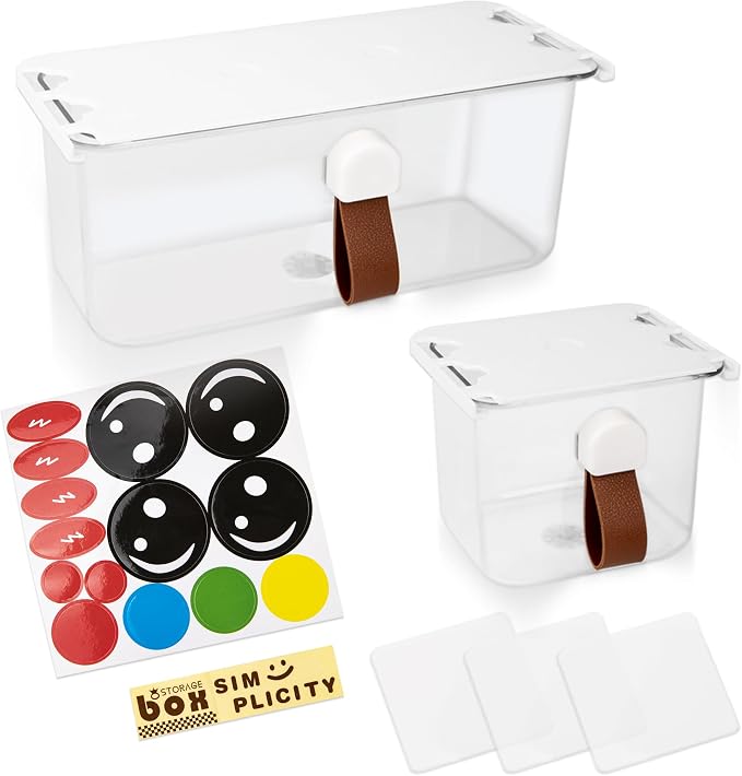 Clear Pull-Out Drawer Organizer - No-Drill Hidden Storage Tray with Handles, Transparent Plastic for Office/Kitchen/Wardrobe (2-Pack)