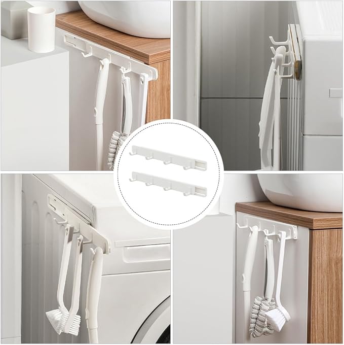BESPORTBLE 2Pcs Pull-Out Type Plastic Door Behind Hooks, No-Drill Storage Hangers for Kitchen Cabinet, Bathroom, Bedroom Organization