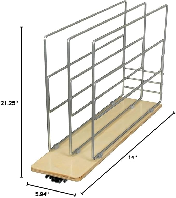 Knape & Vogt TDRO-FNW-6 in. Tray Divider Roll Out Cabinet Organizer, Frosted Nickel