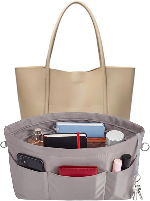VANCORE Purse Organizer Insert for Handbags,Tote Bag Organizer Insert with Zipper Bag,Premium Handbag Organizer Inside Liner for Women