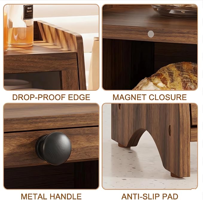 BAMBANG Bread Box for Kitchen Countertop, Extra Large Bamboo Bread Storage Container for Homemade Bread, Double Layer Sourdough Breadox, Bread Bin Organizer for Counter Cabinet Pantry, Amber