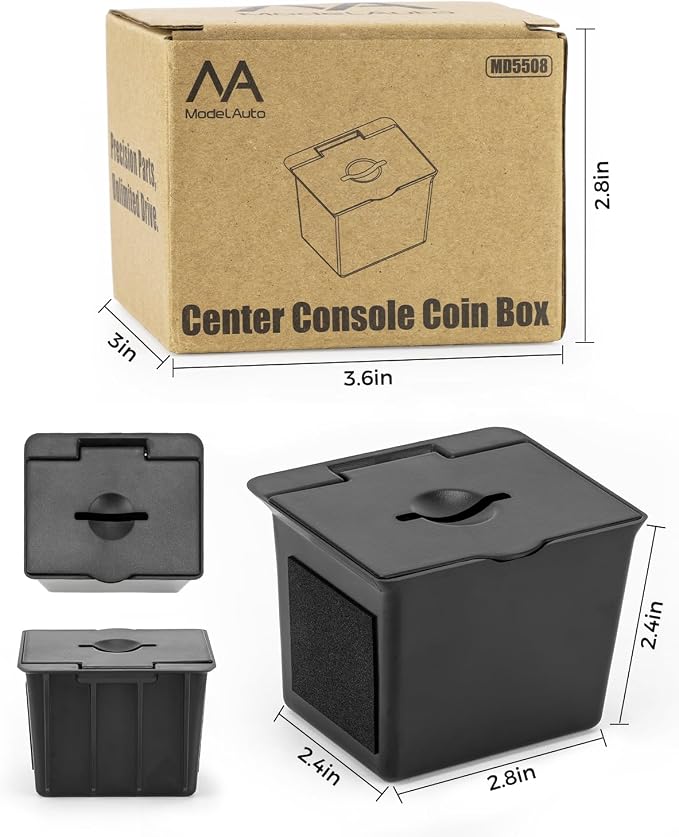 Coin Holder for 2016-2023 Toyota Tacoma, Black | Console Organizer Coin Tray with Top Slot, Drop Coins Without Opening Lid, Armrest Tray Divider, For Small Truck Essentials