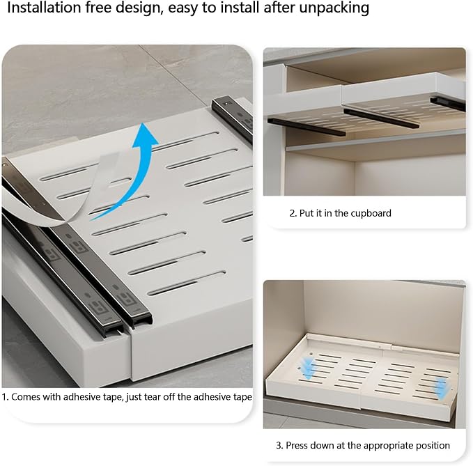 Pull Out Drawers for Cabinets Pull Out Cabinet Organizer Pull Out Drawers Storage Shelves for Kitchen Cabinets Adjustable Width Pull Out Drawer No Drilling and Nailing Required