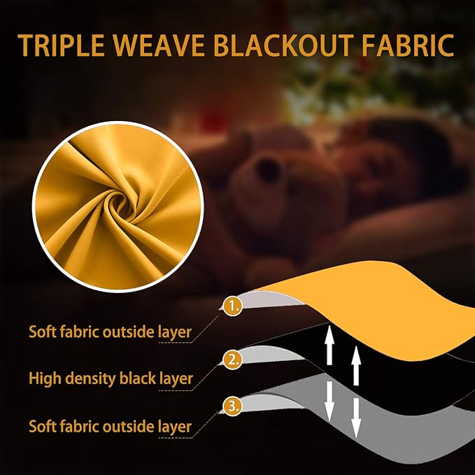 KOUFALL Yellow Curtains for Sunflower or Lemon Kitchen Decor,Blackout Spring Curtains for Living Room 2 Panels Set,30 Inches Long