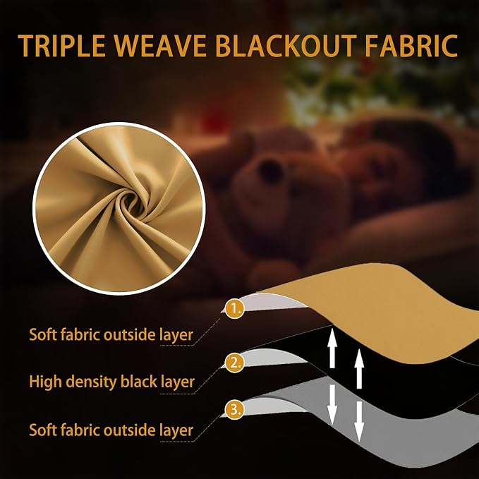 KOUFALL Sun Light Gold Kitchen Curtains 30 Inch Length Set of 2 Pack Rod Pocket Short Curtains for Small Bathroom