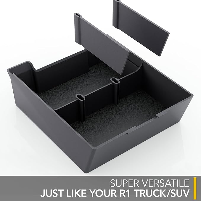 TWRAPS Armrest Organizer for Rivian R1S & R1T 2021-2026, Storage Tray Box Insert for Center Console Accessories Area Under the Armrest, Full Size Black fits Gen1 2021-2024 and Gen2 2025-2026