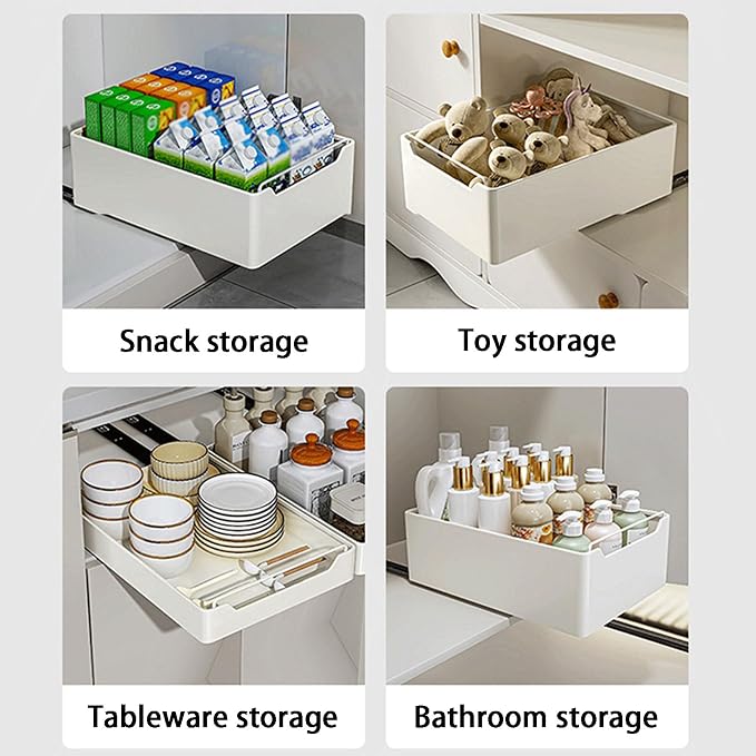 Home Storage Pull Out Cabinet Organizer,No Drilling, Raised Design, Removable for Easy Cleaning,Kitchen & Bathroom Storage Shelves