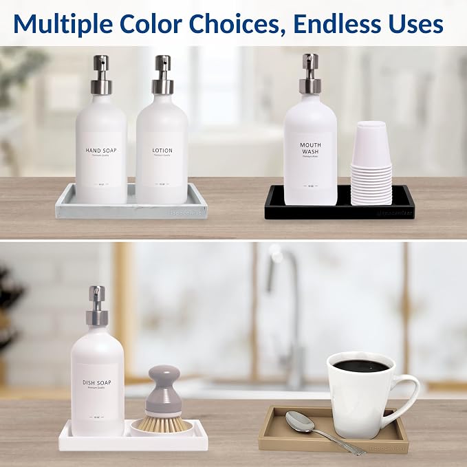 Spacewiser Countertop and Vanity Tray - Small 7.7” Silicone Tray for Soap Dispenser Bottles, Bathroom Trays, Kitchen Sink Trays, Sink Caddy Kitchen Sinks Organizer, Soap Dish & Sponge Holder Mat