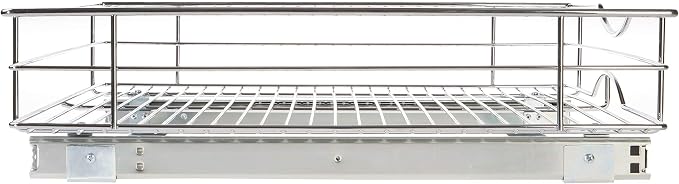 Home Zone Living Pull Out Kitchen Cabinet Organizer with Slide Out Drawer for Space Saving Storage, 20” W x 21” L