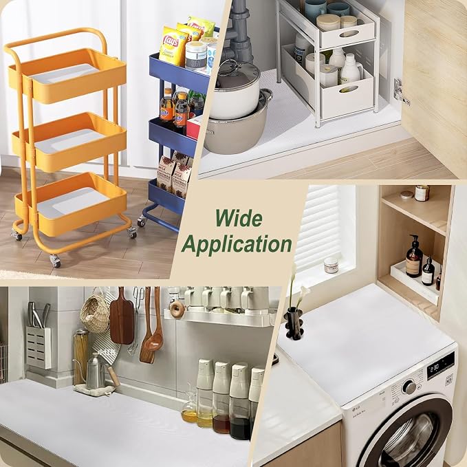 Practical White Shelf Liners for Kitchen Cabinets 18" x20FT, Non-Adhesive Drawer Liner, Non-Slip Strong Grip Cabinet Liner Thickened Mats Waterproof Shelf Paper for Countertop, Cupboard, Dressers
