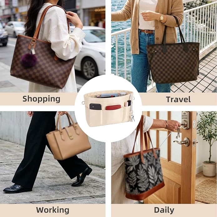 VANCORE Purse Organizer Insert for Handbags,Tote Bag Organizer Insert with Zipper Bag,Premium Handbag Organizer Inside Liner for Women