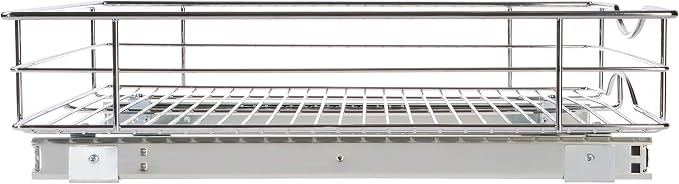 Home Zone Living Pull Out Kitchen Cabinet Organizer with Slide Out Drawer for Space Saving Storage, 17” W x 21” L