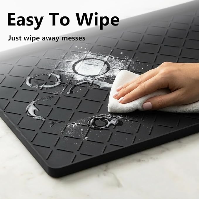 Mateeylife Under Sink Mats for Kitchen Waterproof 31"X22", Undersink Protectors,Silicone Mat Cabinet Liner, Under Sink Organizer for Bathroom and Kitchen,Boot Tray Pet Food Mat, Classic Black