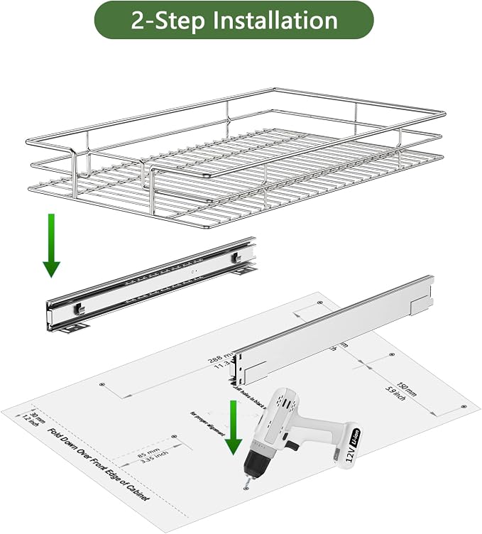 LOVMOR Pull Out Cabinet Organizer 15½" W x 21½" D, Kitchen Cabinet Pull Out Shelves Slide Out Storage