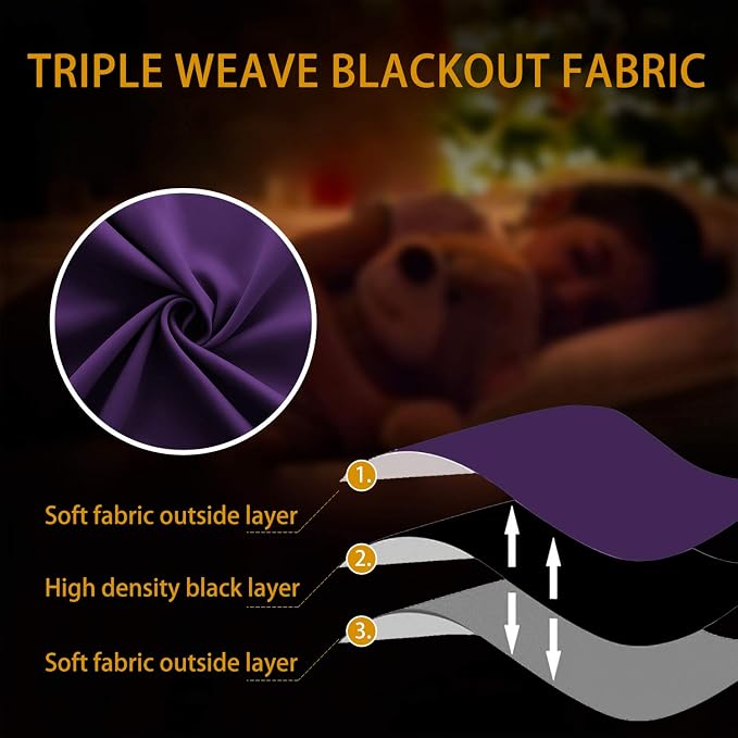KOUFALL Dark Purple Curtains for Bathroom Window,Small Curtains for Kitchen,Royal Purple,30 Inch Length