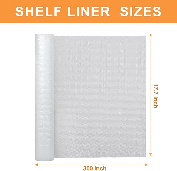 Clear Shelf Liners for Kitchen Cabinets: 17.7 Inch Wide Waterproof Drawer Liner - Translucent Non-Adhesive Easy to Cut Cupboard Liner for Refrigerator 17.7 in × 25 FT