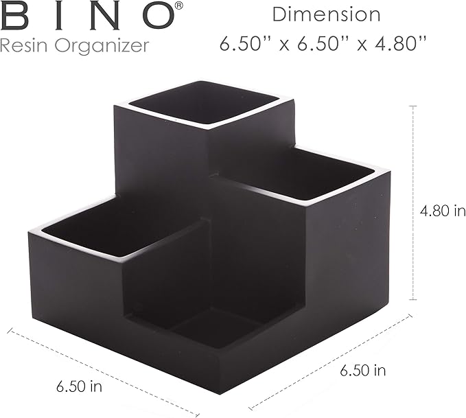 BINO | Multi Purpose 4 Compartment Organizer - Make up Organizer for Vanity - Makeup Holders for Bathroom - Toiletry Countertop - Toothbrush and Bathroom Accessories Holder - Matte Black