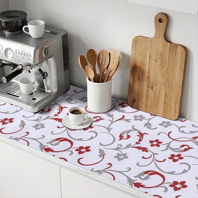 Shelf Liners Non Adhesive 3Rolls*17.7'' X 96'' Drawer Liner for Kitchen Cabinets, Waterproof Shelf Liners Durable Anti-Slip for Kitchen Cabinets Cupboard Liner