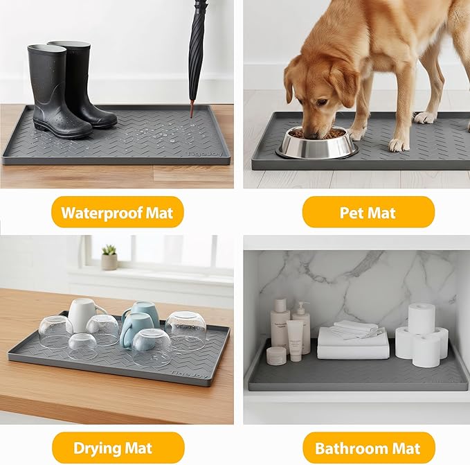 TigeJoy 31" x 19" Under Sink Mats for Kitchen Waterproof, Leak-Proof Silicone Mat Sink Protector and Cabinet Liner, Kitchen Essentials Organizer and Storage, Boot or Shoe Tray, Pet Feeding Mat