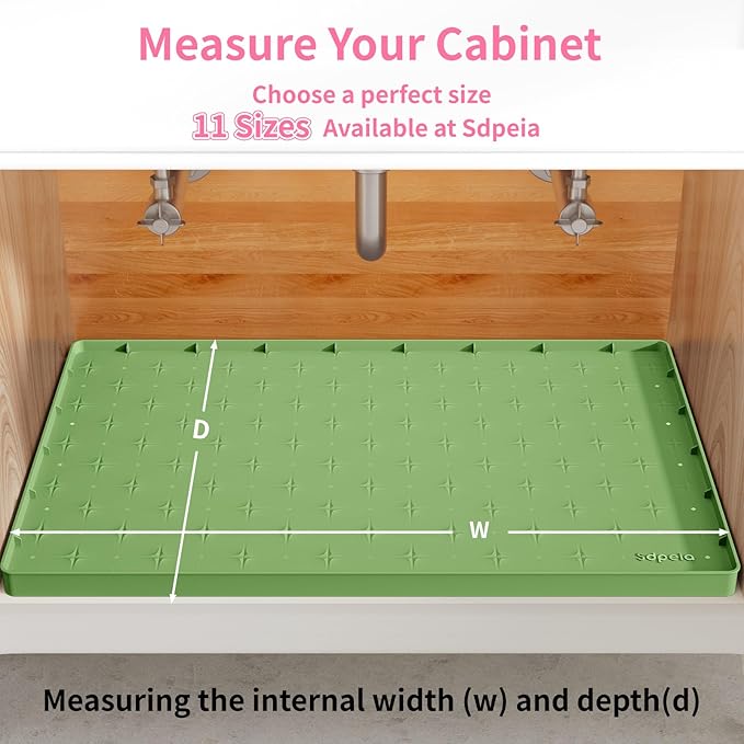 Sdpeia Under Sink Mat 22"×14" Waterproof Silicone Cabinet Liner & Sink Protector for Kitchen & Bathroom, Multi-Purpose Organizers Tray for Pets, Laundry, Cat Litter Mat