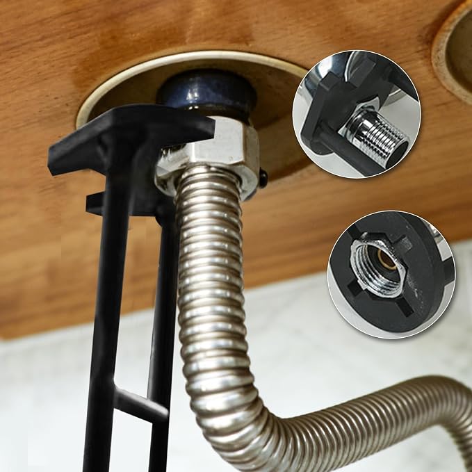 2 Pcs Multifunctional Sink & Basin Faucet Wrench Set, Plumbing Tools for Tight Spaces Under Sink, Kitchen Bathroom Home Installation and Repair