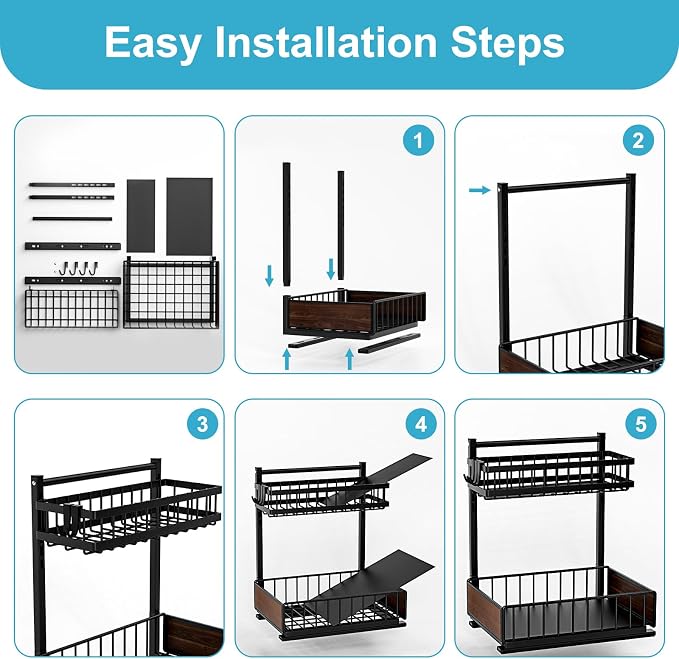 Cadrim Under Sink Organizer 2 pack, Pull Out Cabinet Organizer Shelf 15.75 * 13.78 * 10.3 inch๏ผOrganizers and Storage with Sliding Drawer, Under Sink Storage for Kitchen Bathroom Cabinet