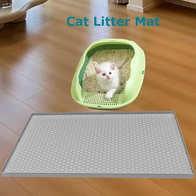 Under Sink Mat 28 x 22 for Kitchen Waterproof, Silicone Under Kitchen Bathroom Protector Sink Liner Mat, Easy to Clean Cabinet Mat Organizers and Storage, Light Grey