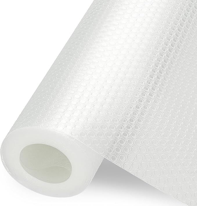 Shelf Liner, Waterproof Refrigerator Liner, Drawer Liners for Kitchen Cabinet, Bathroom Under Sink Mat Non Adhesive Fridge Liner EVA Place Mats Roll - Clear 17.7"×197"
