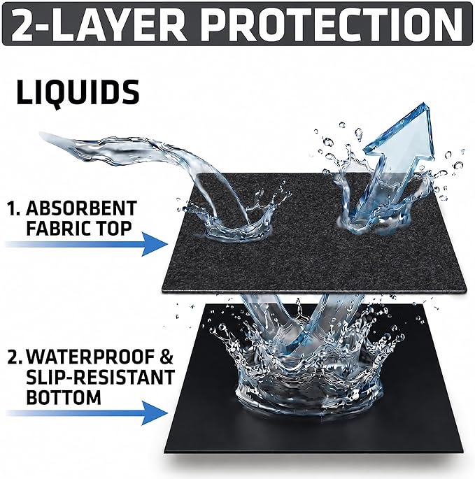 Drymate Premium Luxury Shelf & Drawer Liner, Thick Cushioned Fabric, Non-Adhesive, Absorbent, Waterproof, Slip-Resistant, Liners for Kitchen Cabinets, Cupboards (USA Made)(11”x50”)(2-Pack)(Charcoal)