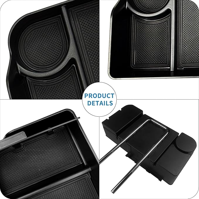 Zxiaochun Center Console Seat Headrest Organizer for 2011-2024 2025 2026 Ford F150 F250 F350 F450 F550 F650 Accessories, Storage Tray with Non-Slip Rubber Mat (Jump Seat Only)