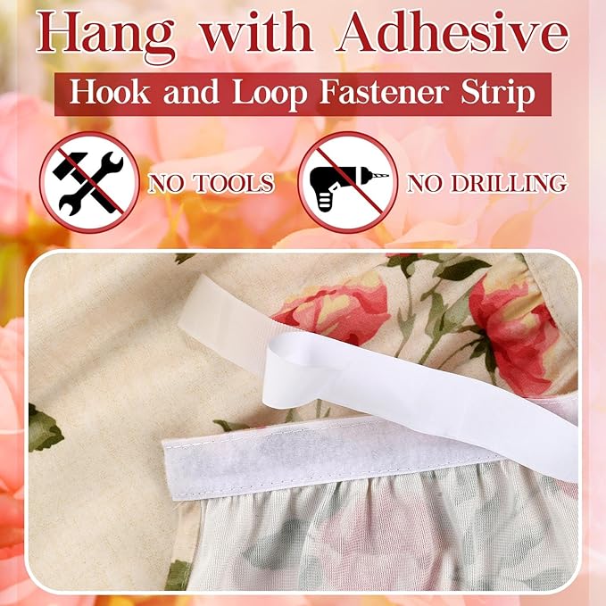 VitalCozy Cabinet Curtains 28" W x 51" L Sink Skirt for Bathroom Kitchen Vintage Rose Floral Cabinet Curtains for Classroom Home Farmhouse Rustic Drape Under Desk Privacy Drape for Laundry Room