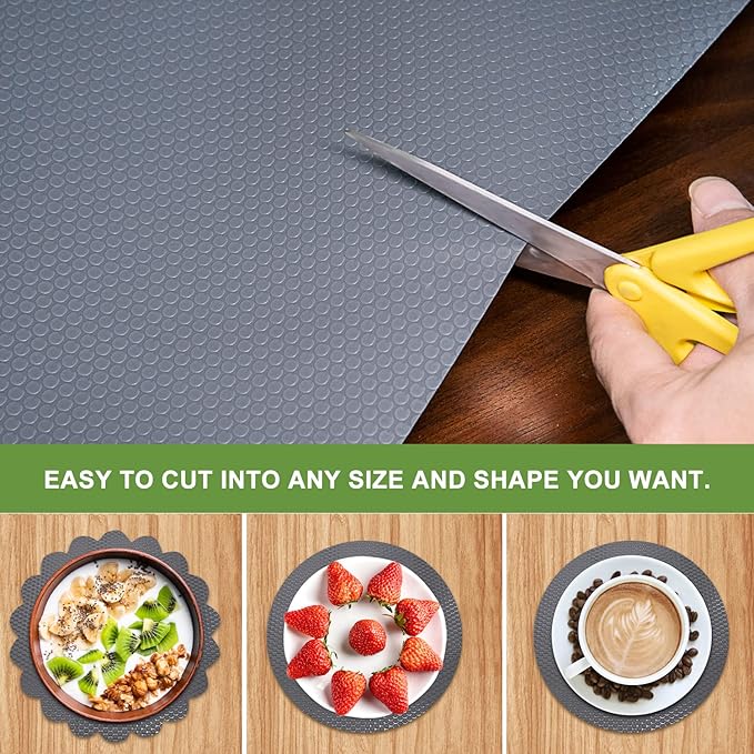 WochiTV Shelf Liner for Cabinets, Drawer 11.8 Inch x 4.9 Feet, Non Slip EVA Plastic Oil Proof and Slippery Protection Pad for Kitchen Dish Plate Shelf, Organizer, Closet, Cupboard, Grey