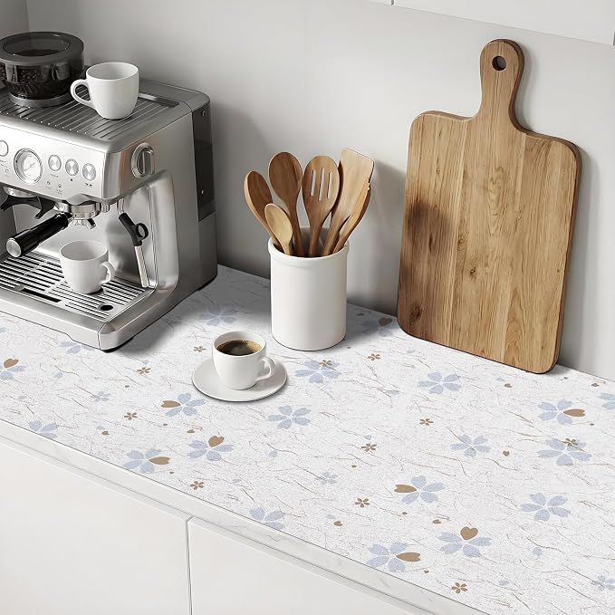 Non Adhesive Shelf Liner 12'' X 120'' Drawer Liner for Kitchen Cabinets, Waterproof Shelf Liners Durable Anti-Slip for Kitchen Cabinets Cupboard Liner