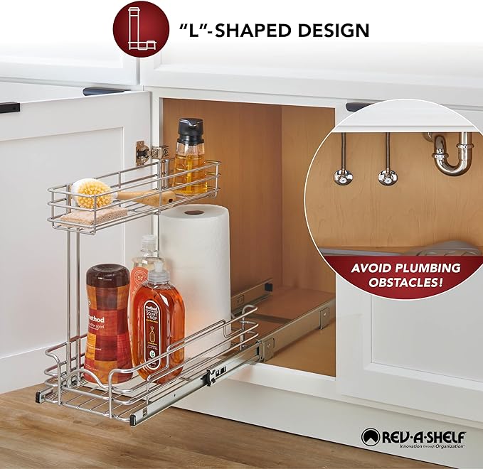 REV-A-SHELF Two-Tier Undersink Steel Wire Pullout Organizer