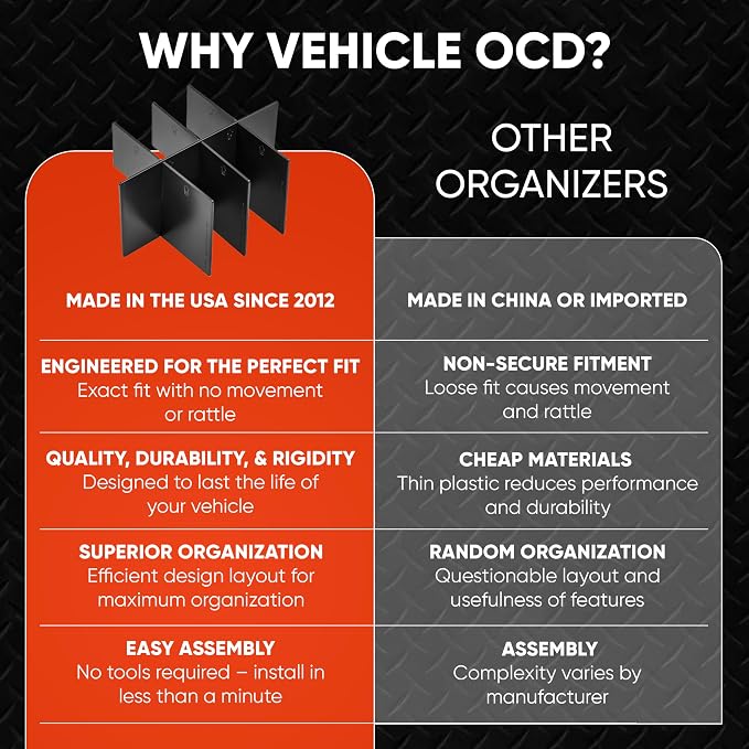 Vehicle OCD - Center Console Organizer for Toyota Tacoma (2005-2015) - Made in USA - SLX100