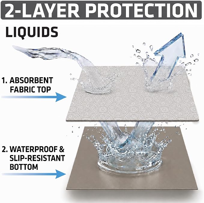 Drymate Premium Luxury Shelf & Drawer Liner, Thick Cushioned Fabric, Non-Adhesive, Absorbent, Waterproof, Slip-Resistant, Liners for Kitchen Cabinets, Cupboards (USA Made)(12”x59”)(2-Pack)(Tan)