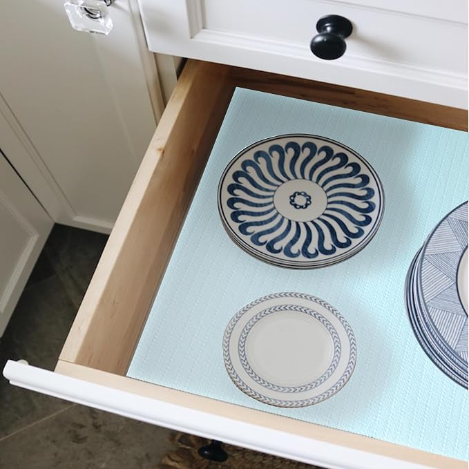 Shelf Liners for Kitchen Cabinets 24 Inch Wide X 20 Ft Non Adhesive Cabinet Drawer Liner Non Slip Water Oil-Proof Strong Grip Pantry Refrigerator Shelves Bathroom Drawer Mat Cupboard Closet Liner