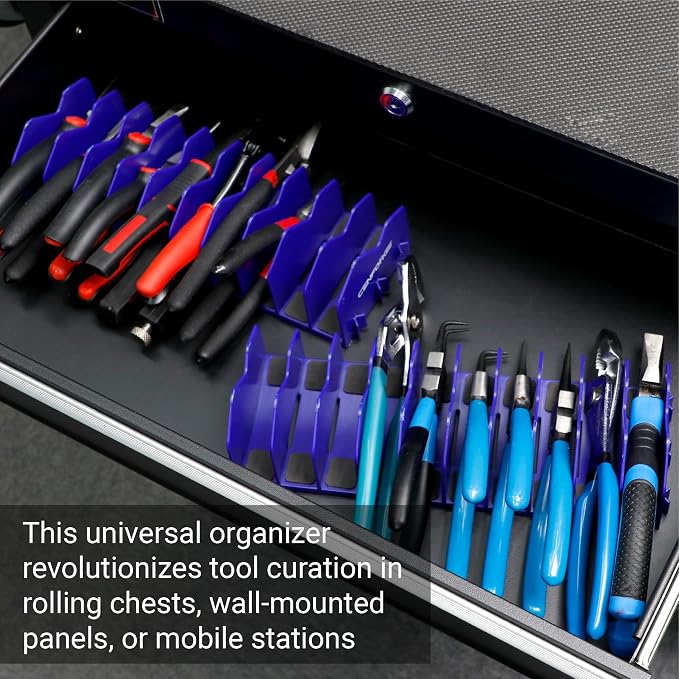 Cenfoge Plier Organizer, Plier Rack, Plier Holder and Cutter Organizer with Non-Slip Rubber Base, PlierOrganizer for Tool Box Drawer, 20 Slots, Tool Storage, Plier Rack (2 PC-Blue)