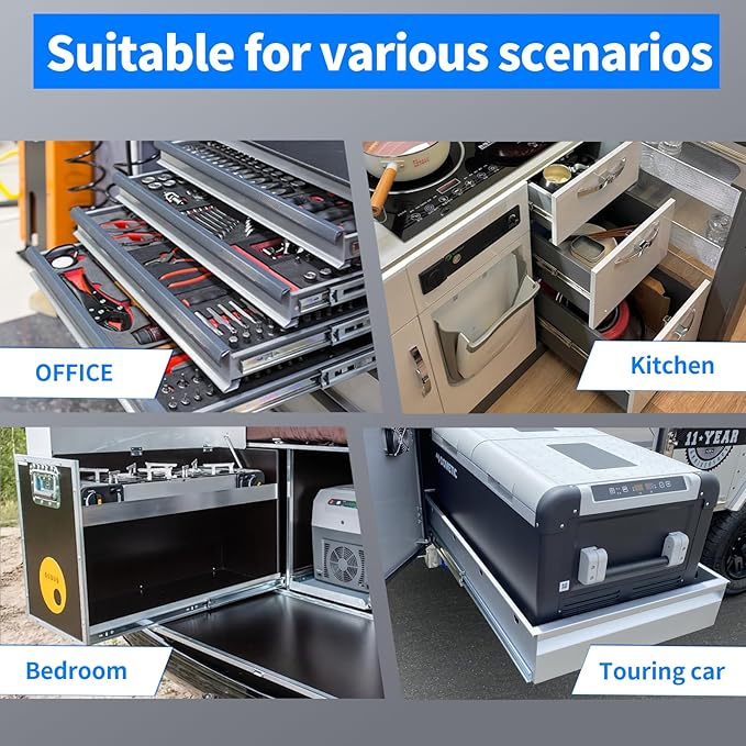 SLIDEWAY 260 Lbs Heavy Duty Drawer Slides 1 Pair 8 10 12 14 16 18 20 24 26 30 32 40 Inch Full Extension Ball Bearing Sliding Rails Cabinet Runners Tracks Tool Box Glides (53mm Wide)-20"
